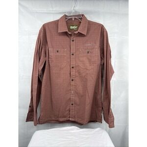 Howler Bros‎ Shirt Button Up Long Sleeve Rust/Cream Plaid Glasses Pouch Mens M